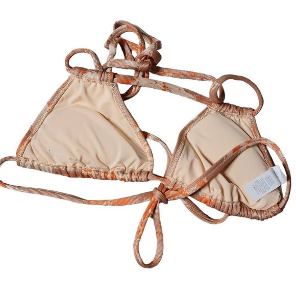 American eagle Aerie triangle cheekiest bikini set rust orange tapestry design - Picture 5 of 7